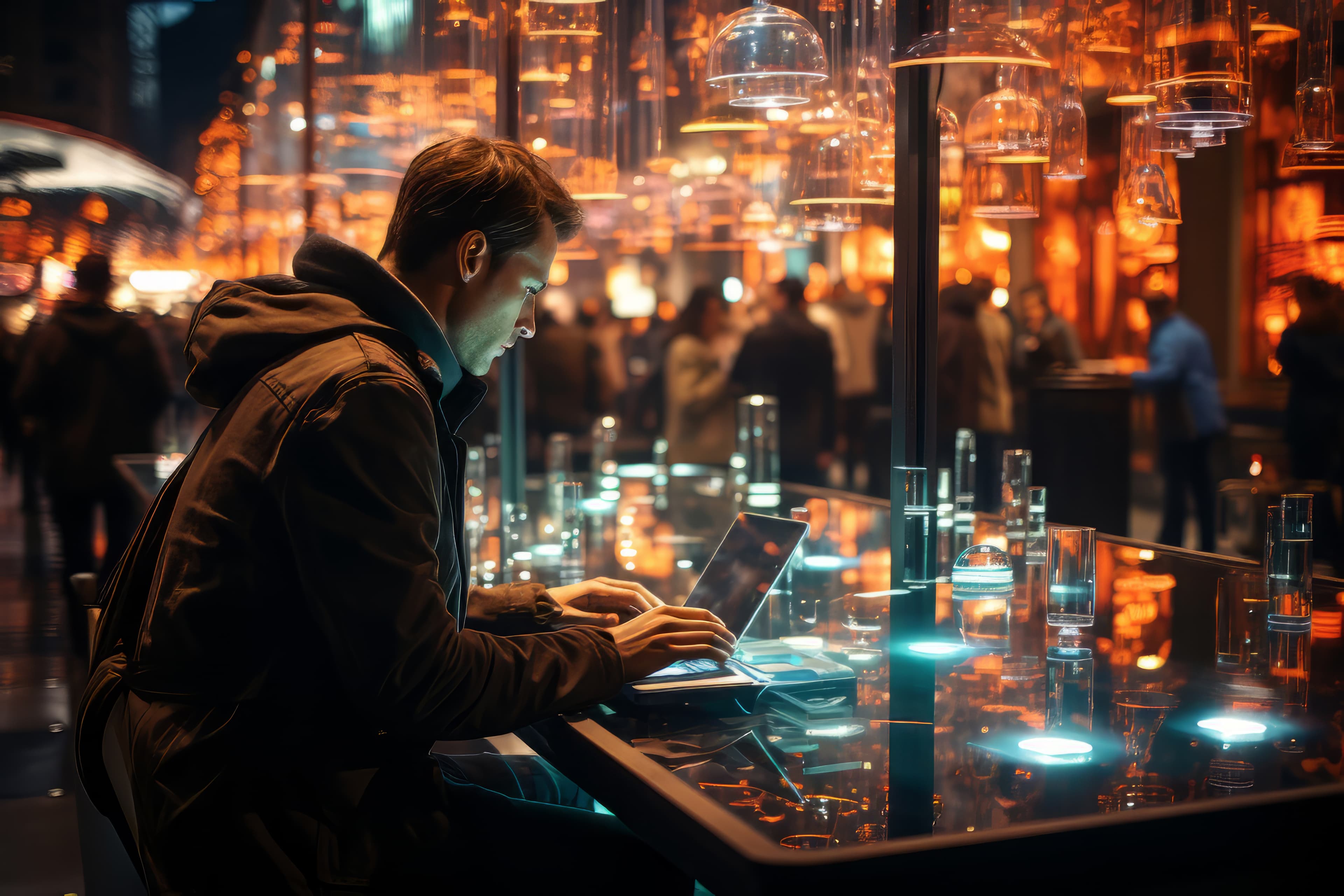 Two professionals collaborating on a laptop discussing project strategy